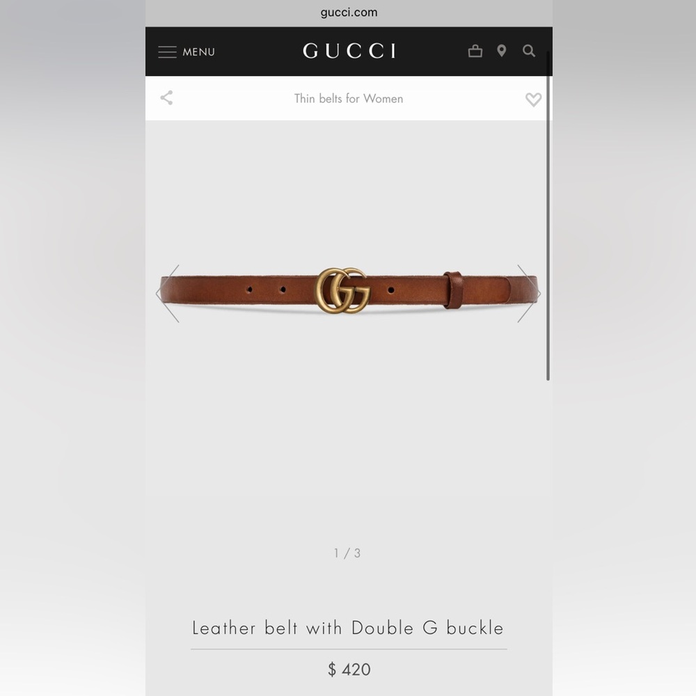 Gucci Brown Leather Belt with Gold Double G Buckle